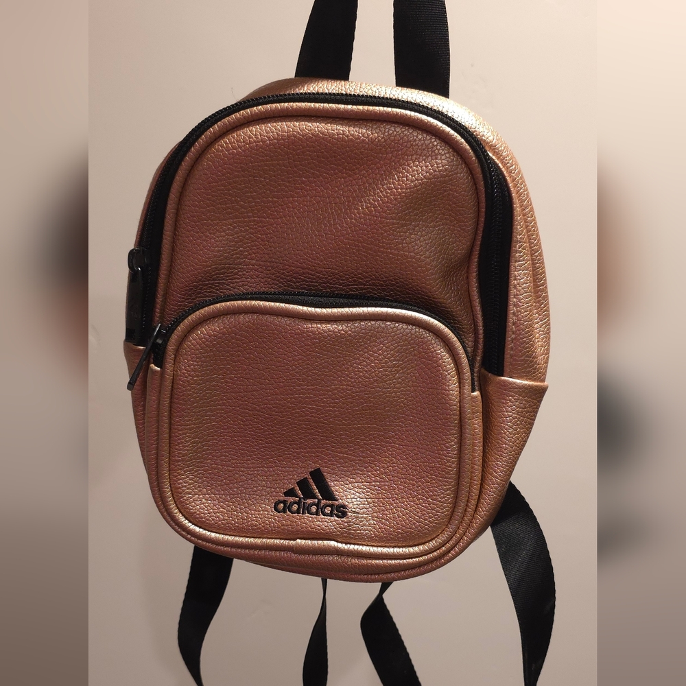 Adidas Mettalik Pink and Black Mini Backpack